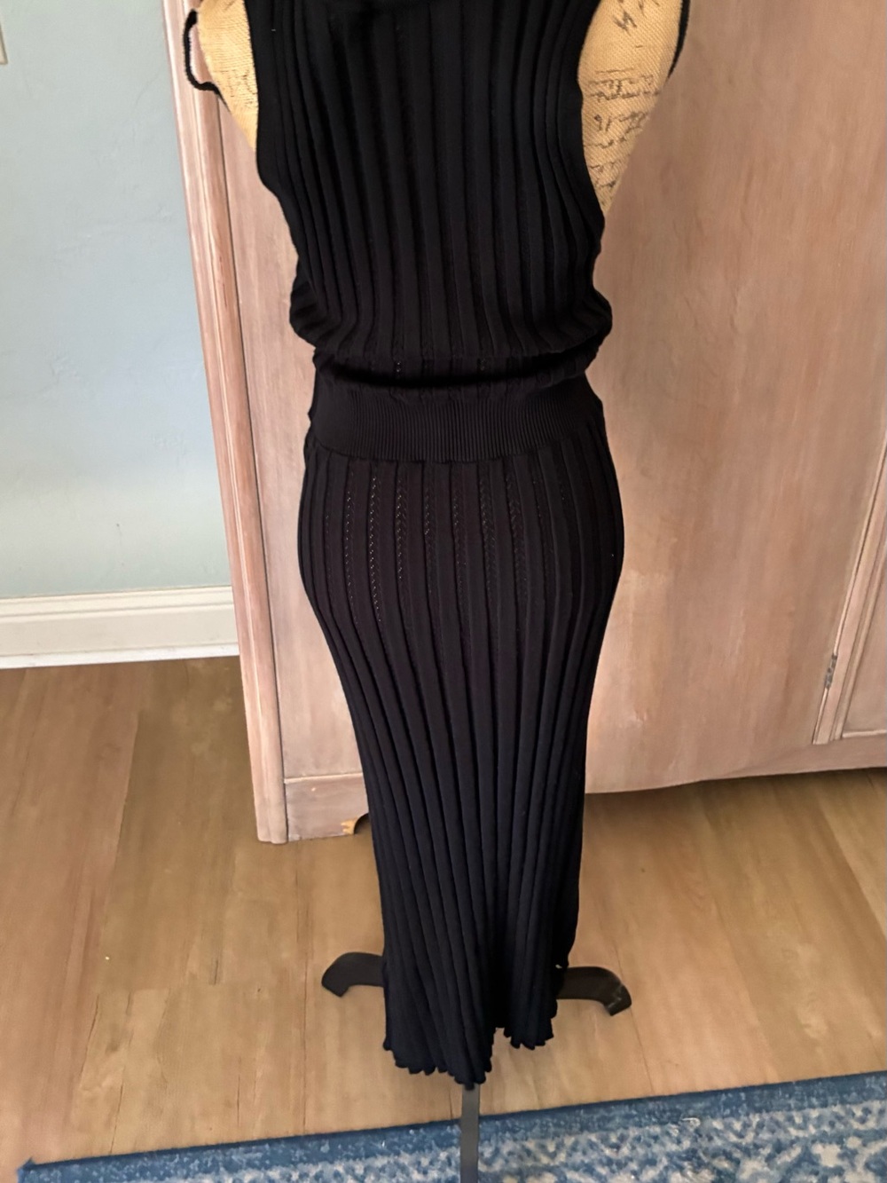 NWT Varley Florian Dress black knit maxi rich mom quiet luxury capsule L - Picture 13 of 16